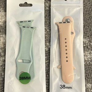 Two Apple Watch Bands Green/Pink 38MM (NEW)